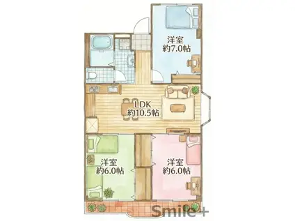 ロイヤルセンチュリーマンション(3LDK/2階)の間取り写真