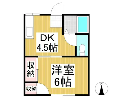 北島コーポ(1DK/2階)の間取り写真