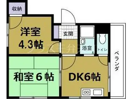 アークパル(2DK/2階)の間取り写真