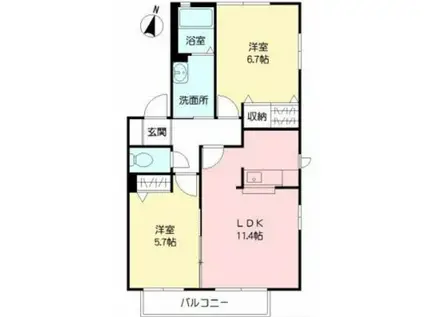 セピアコートI(2LDK/2階)の間取り写真