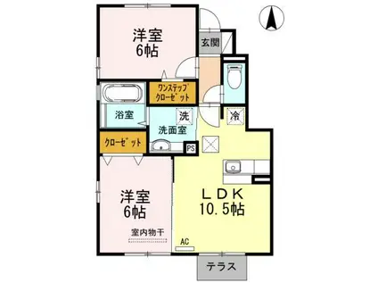 アーバンキャンドルII(2LDK/1階)の間取り写真