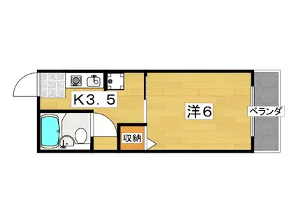 香里さくらハイツIII(1K/1階)の間取り写真