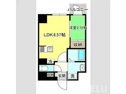 APPLE原町(1LDK/7階)の間取り写真