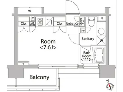 カスタリア戸越(ワンルーム/6階)の間取り写真