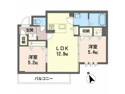 シャーメゾンガーデン福島A(2LDK/3階)の間取り写真