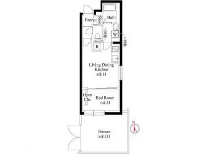 CASA PIAZZA 二子玉川(1LDK/1階)の間取り写真