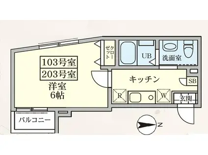 グランツ菊名(1K/1階)の間取り写真