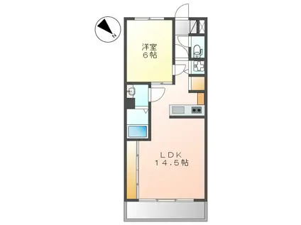 ニッセイディーセント金山(1LDK/3階)の間取り写真