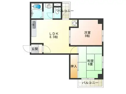 やよいシャーレー(2DK/4階)の間取り写真