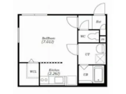 GLEE 澄川(1K/2階)の間取り写真