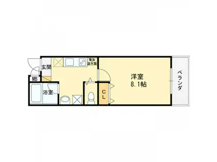 ブライト日根野II(1K/5階)の間取り写真