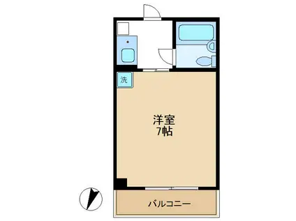 池之端パークハイツ(1K/3階)の間取り写真