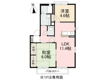 バリュージュグラン A・B棟(2LDK/1階)の間取り写真