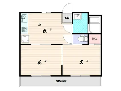 サングレイ西鈴(2DK/2階)の間取り写真