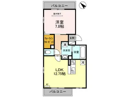 ペルル・ドミール(1LDK/1階)の間取り写真