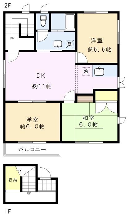 ジョイキャッスル中野II(3DK/2階)の間取り写真