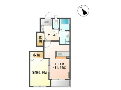 レヴァータIII(1LDK/1階)の間取り写真