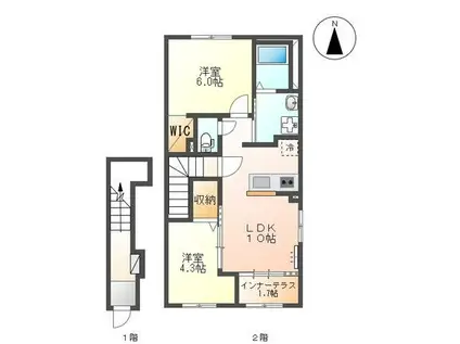 シェトワ(2LDK/2階)の間取り写真
