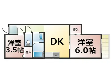 LIFE HOUSE秀I号館(2DK/4階)の間取り写真