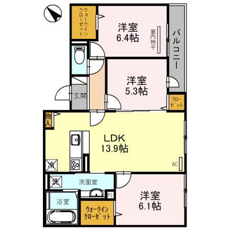 セルクル ブラン(3LDK/3階)の間取り写真