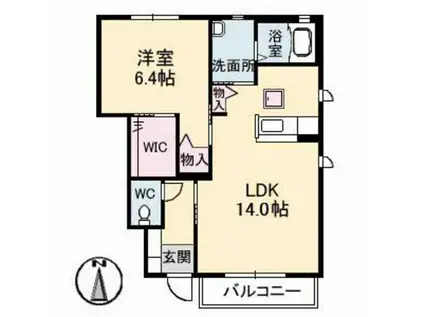 パルク・ギオーネ壱番館(1LDK/1階)の間取り写真