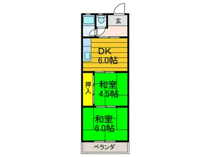 中西マンションA棟(2DK/2階)の間取り写真