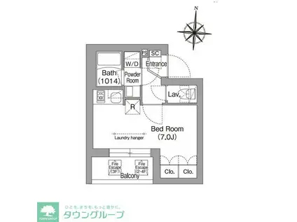 コンフォリア・リヴ南品川(ワンルーム/1階)の間取り写真