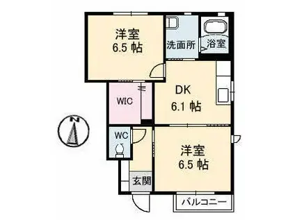 ブランドールT B棟(2DK/1階)の間取り写真
