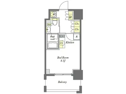 プライムメゾン横浜ウエスト(ワンルーム/10階)の間取り写真