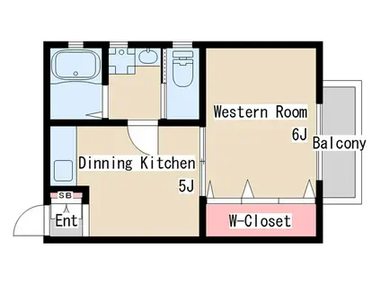プチブル(1DK/2階)の間取り写真