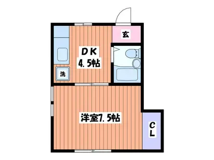 メゾン東立川(1DK/1階)の間取り写真