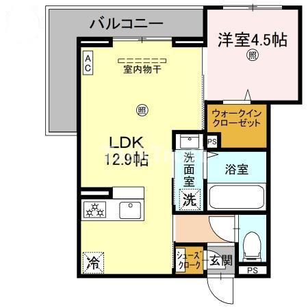 CLASHIST中宮3丁目(1LDK/2階)の間取り写真