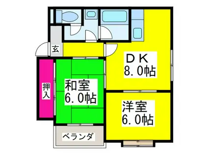 ファミール甲斐(2DK/5階)の間取り写真