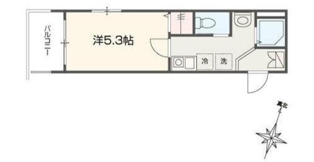 MELLAS武蔵浦和(1K/3階)の間取り写真