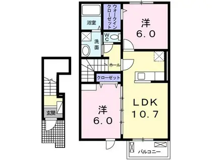 ガーデンプレイスC(2LDK/2階)の間取り写真