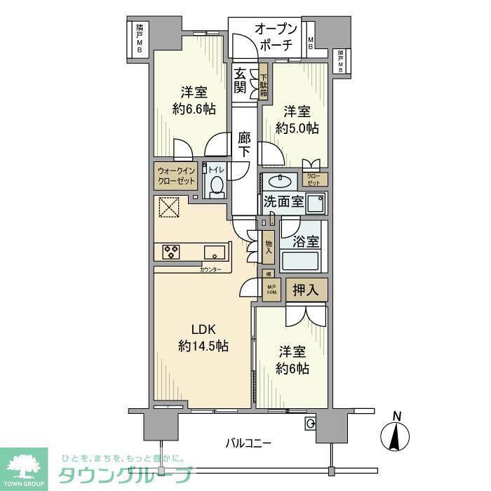 プラウド浦和仲町マークス(3LDK/9階)の間取り写真