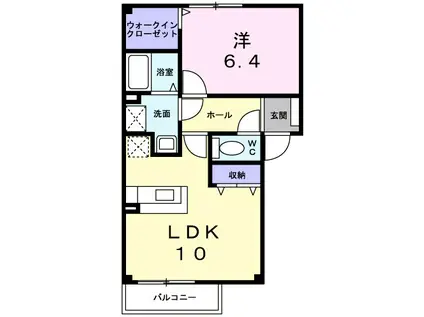 グリーンアヴェニュー(1LDK/1階)の間取り写真