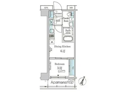 パークアクシス大塚サウスレジデンス(1DK/5階)の間取り写真