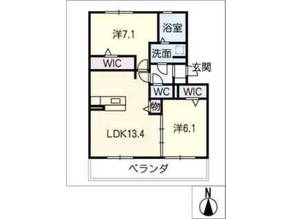 フォレ・クレストB(2LDK/1階)の間取り写真