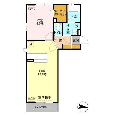 ラ・メール長須賀(1LDK/1階)の間取り写真