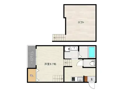 アンピオ二又瀬(1K/1階)の間取り写真