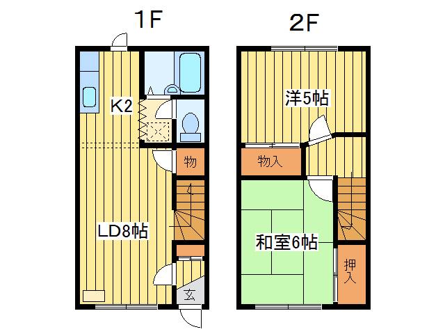 メゾンはまなす(2LDK/1階)の間取り写真