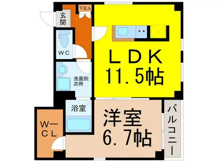 グランレーヴ金山(1LDK/4階)の間取り写真