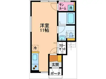 ボヌールA(ワンルーム/1階)の間取り写真