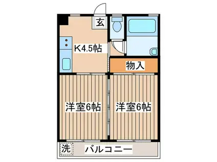 宮町フラット(2K/3階)の間取り写真