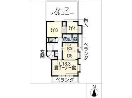 アメニティハウス樹木(2LDK/4階)の間取り写真