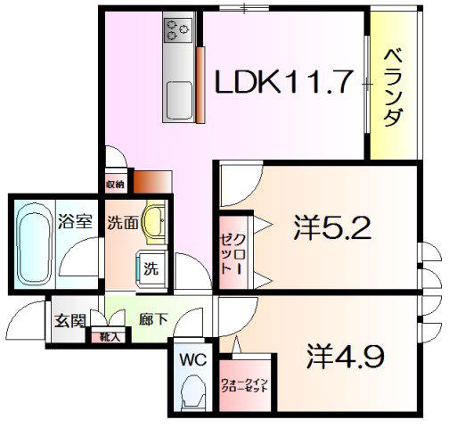 ひまわりメゾン(2LDK/2階)の間取り写真