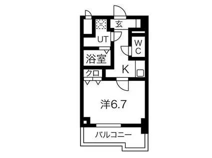 S-RESIDENCE 難波 VIALE(1K/9階)の間取り写真