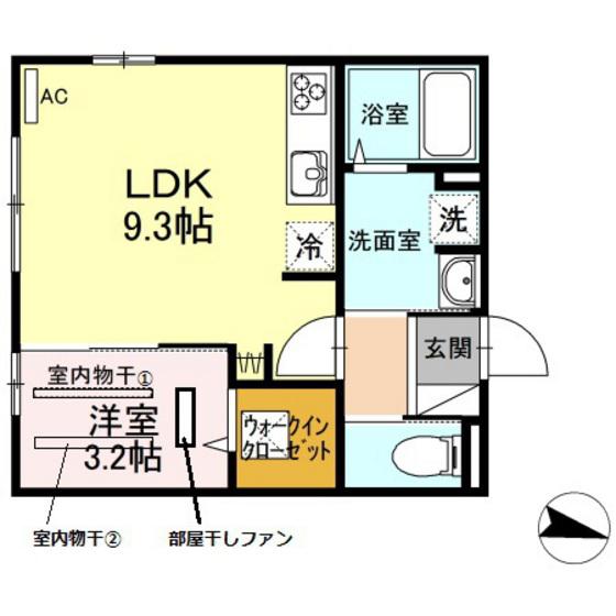アップス大町DII(1LDK/1階)の間取り写真