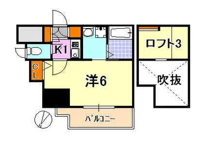 エステムコート神戸県庁前Ⅲフィエルテ(1K/3階)の間取り写真